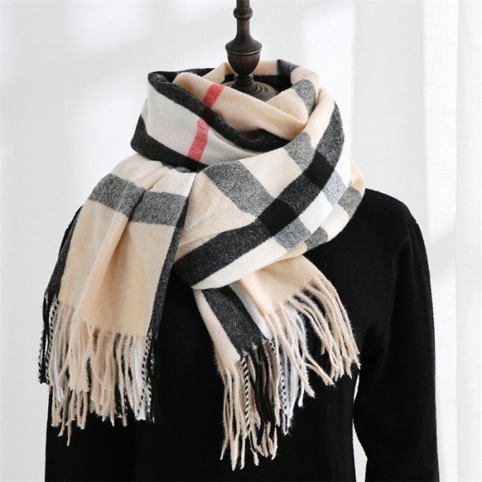 Autumn and Winter New Scarf Female British Bagh Bristled Cashmere Scarf Shawl Dual-use Thick Couple Scarf  70*180cm