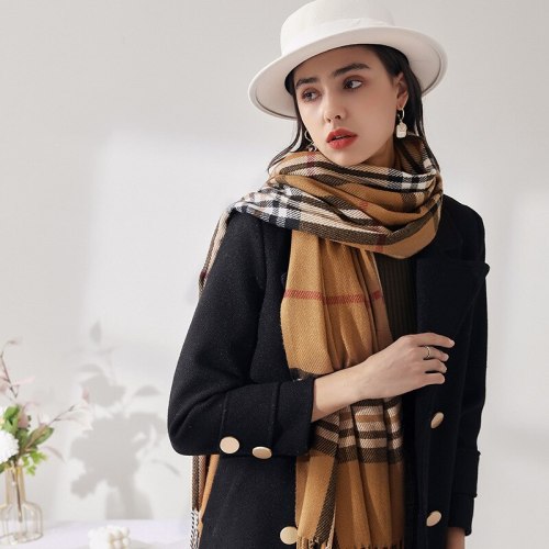 Autumn and Winter New Scarf Female British Bagh Bristled Cashmere Scarf Shawl Dual-use Thick Couple Scarf 65*185cm