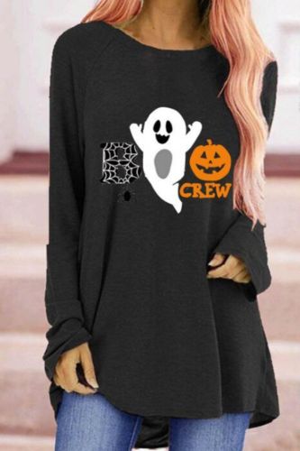 Autumn Women t shirt Loose Hallowen Clothes Casual Long Sleeve Top Printed Pullovers Women Clothing Female T-Shirt