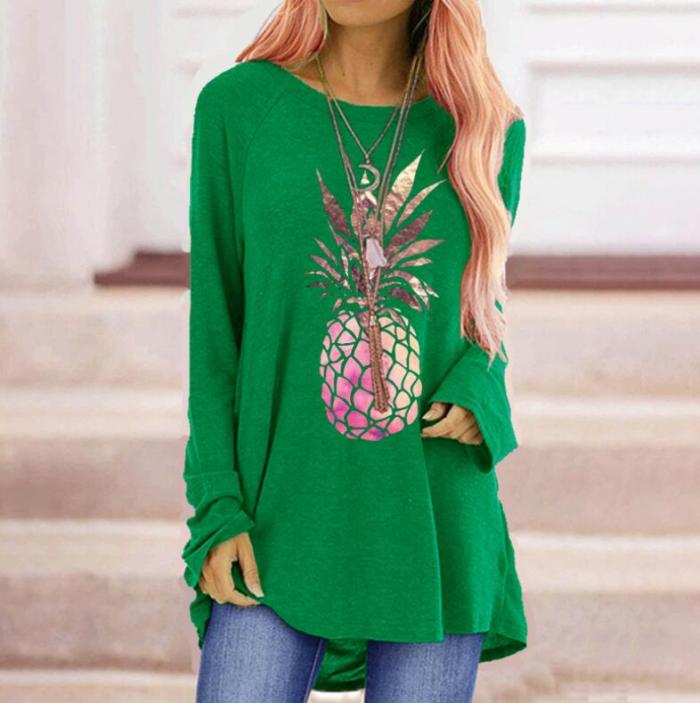 Fashion Pineapple Print Women's T-Shirt Sweatshirts O-neck Plus Size Women's Sweatshirts Harajuku T-Shirt
