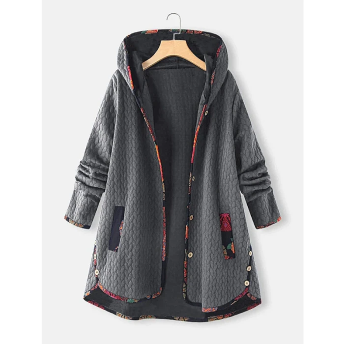 Autumn And Winter 2021 New Hooded Cotton Padded Jacket Loose And Printed Long Sleeve Cotton Padded Jacket For Women