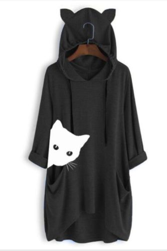 Autumn New Women Print Clothes Sweet Anime Cosplay Costume Cute Girl Cat Ear Hooded Top Sweater Carnival Streetwear Oversize 5XL