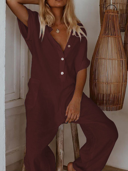 Short Sleeve Casual Jumpsuits