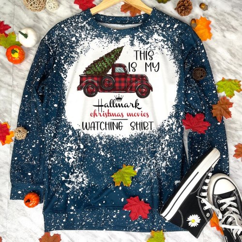 Happy New Year Christmas Women T-shirt Autumn Long Sleeve Tree Letter Print Casual Streetwear Tops Tees