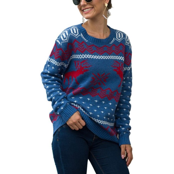 Women's Knitted Pullover O-Neck Casual Sweaters