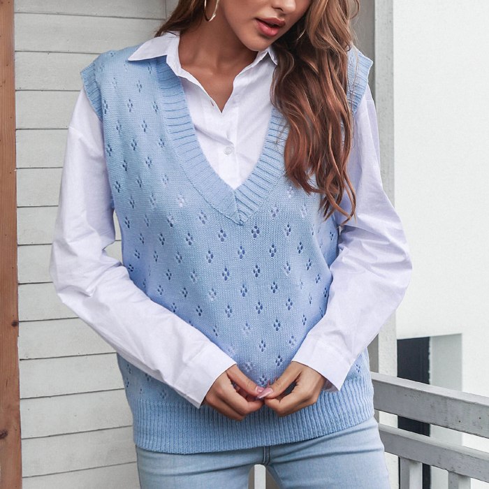 Women Sweater Vest Spring Autumn Women Short Loose Knitted 2021 Sweater Sleeveless Ladies V-neck Pullover Tops Female Outerwear
