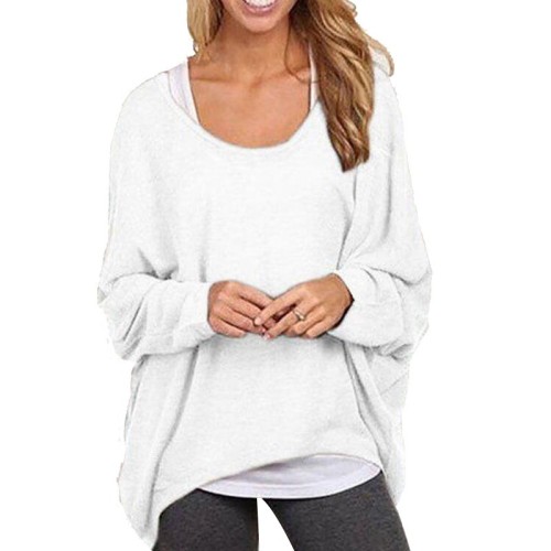 Casual  Round Neck Bat Sleeve Tops