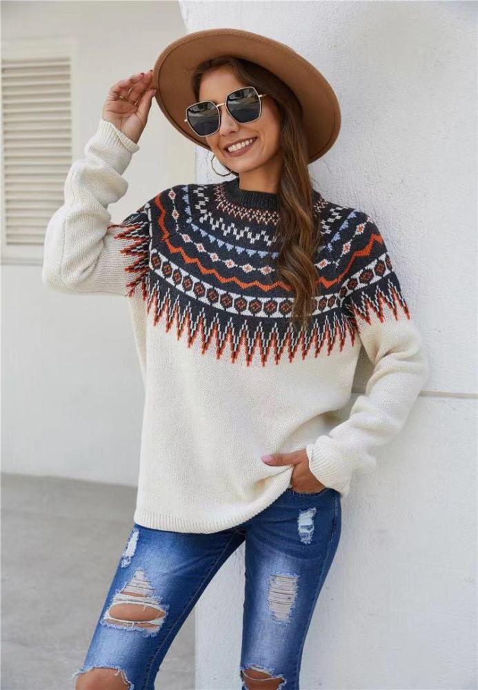 Color-Block Tribal Raglan Sleeve Sweaters