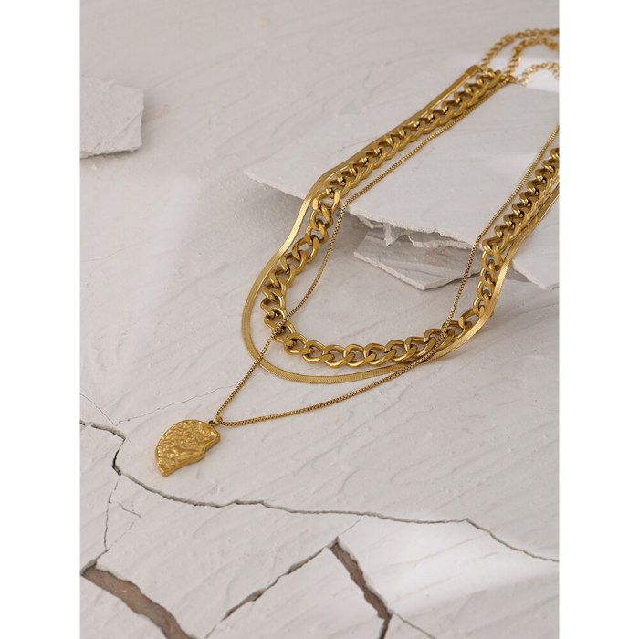 Seperate Chains Stainless Steel Stacking Necklace Fashion Metal Layered Pendant Gold Statement Necklace for Women
