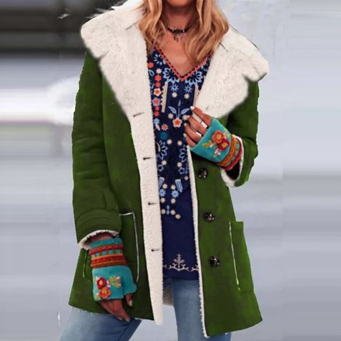 New Fashion  Autumn Winter Warm Soft Jacket Casual Cardigan Buttons Plush Vintage Mid Long Coats Elegant Slim  Jackets