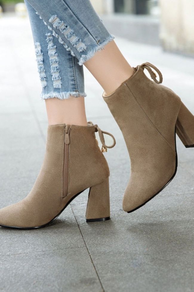 Fashion boots 2021 winter new arrival women ankle boots square super high heel solid flock female casual dress boots