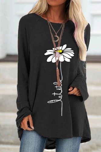Cotton T-Shirts Women Autumn Long Sleeve Casual Tops Flower Print Streetwear Tee 3D Loose Female Round-Neck T-Shirt