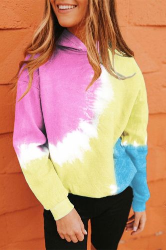 Fashion Women's Printed Hoodies Sweatshirts Spring Fall Tie-dye Printing Long Sleeve Pullover Sudadera  Loose Hooded Tops