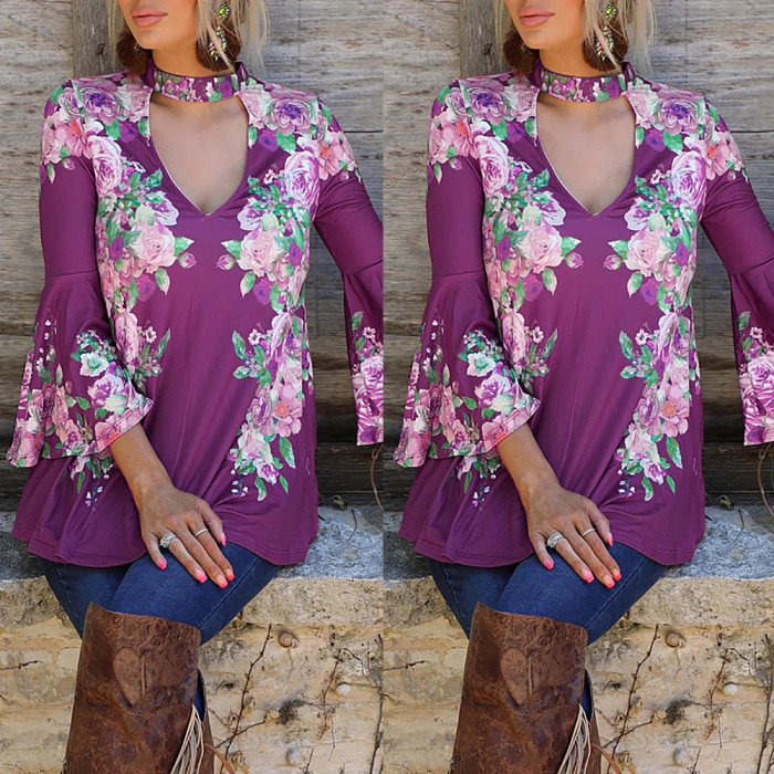 3xl Plus Size Floral Printed Tunic Shirts Fashion Round Neck Women Blouses Button Casual Spring Women's Shirt Clothing Top