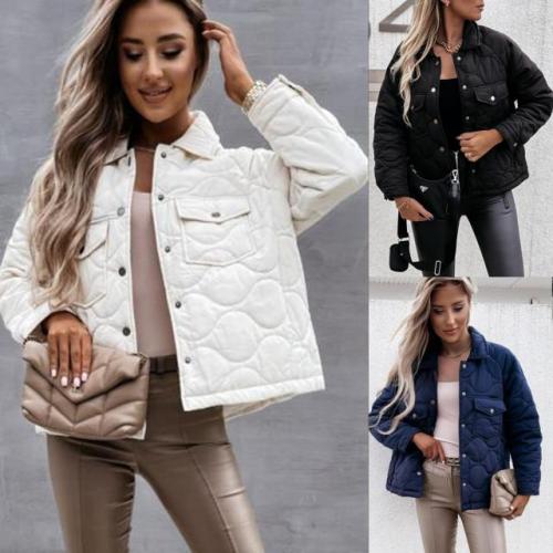 Ardm Casual  Cotton-Padded Quilted Parka Jacket Down Cotton Padded Parkas Warm Stand Collar Female Outfits