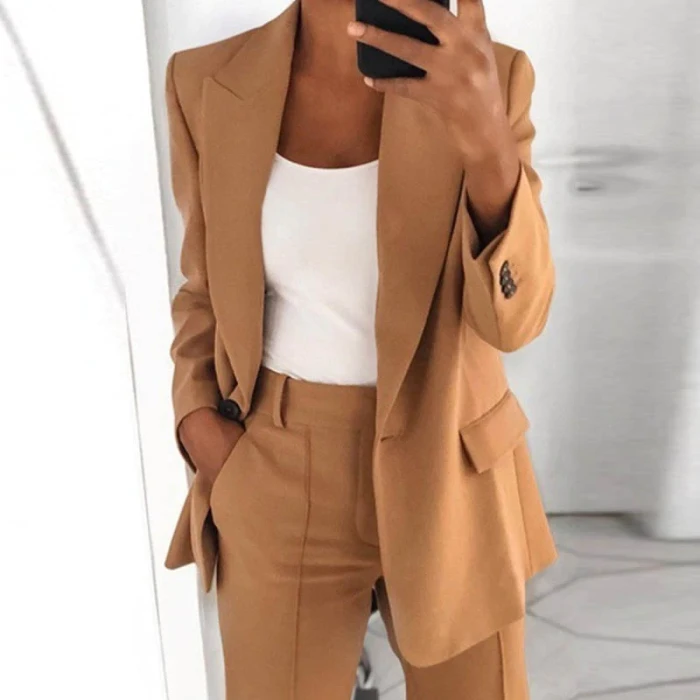 Women Sexy Long Sleeve Solid Color Jacket 2021 Autumn Elegant Turn-down Collar Tops Office Lady Winter Slim Cardigan Outerwear
