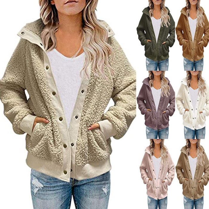 2021 new autumn and winter furry warm jacket ladies casual loose long-sleeved cardigan