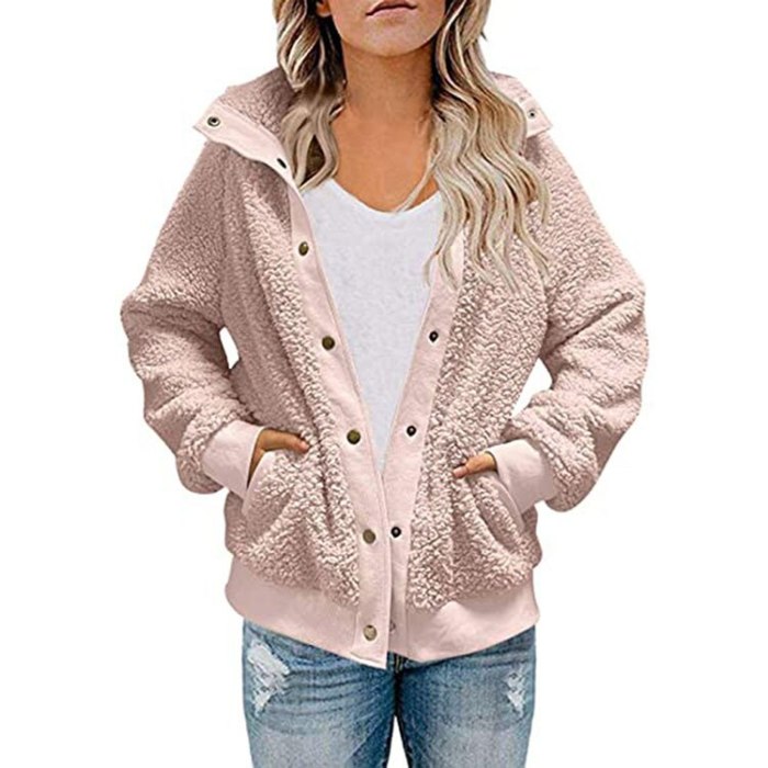 2021 new autumn and winter furry warm jacket ladies casual loose long-sleeved cardigan