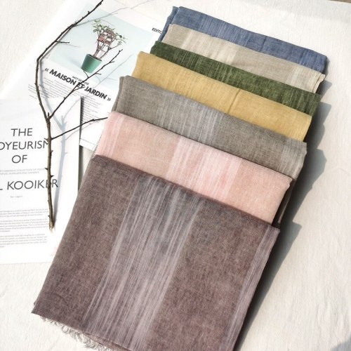 Cotton and linen scarf women's autumn and winter new solid color dirty dyed rough scarf men Muslim scarf national wind shawl