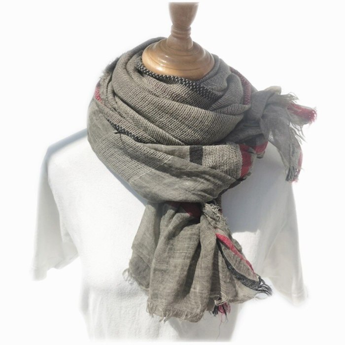 Cotton And Hemp Scarf Women Autumn And Winter National Style Retro Shawl Warm European And American Stripe Men's Wholesale