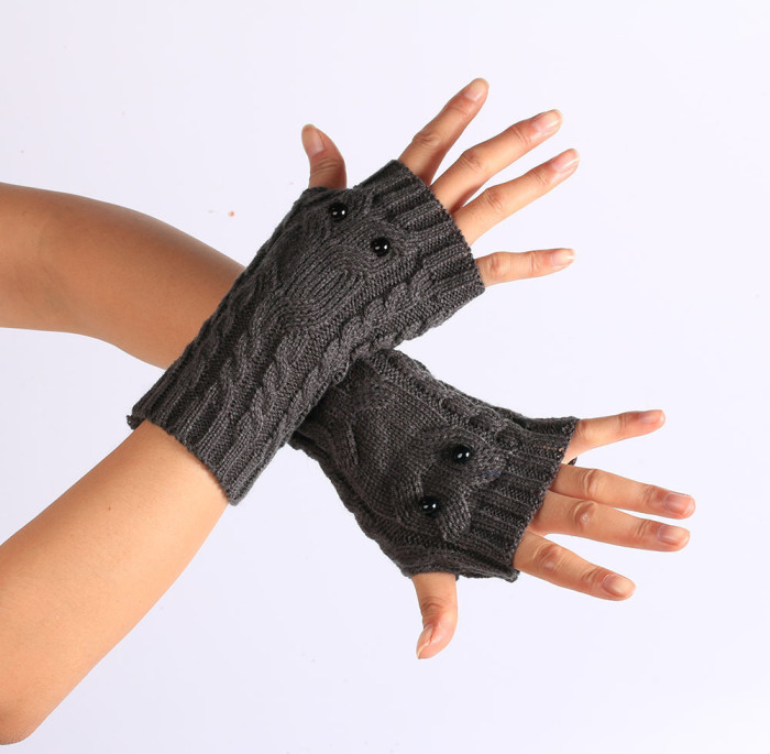 Brown Knitted Sweet Gloves & Mittens