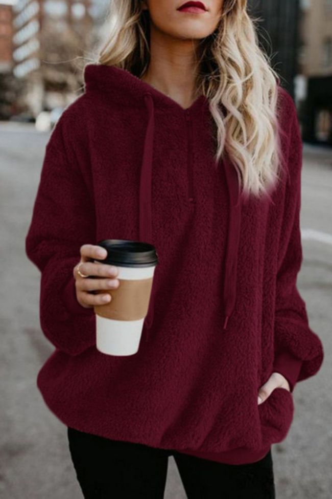 Winter Women  Hoodies Oversized Fleece Hooded Pullover Loose Fluffy Coat Warm Streetwear Hoodies
