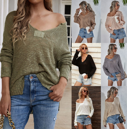 Women Sweater 2021 Fashion Shirt Stitching Color Comfort Sweater Jumpers Sexy Slim Knitted Pullover Female Clothing