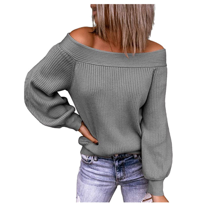 Women's Off Shoulder Slash Neck Sweater