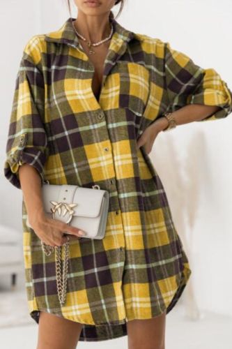 Female Autumn Vintage Oversize Plaid Flannel Blouses&Shirts