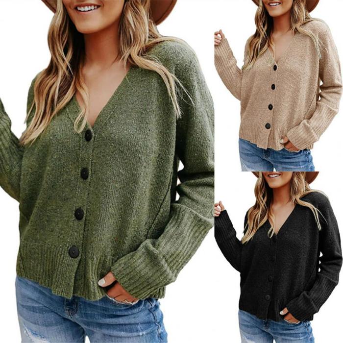 Women's V-neck Single-breasted Loose Cardigan