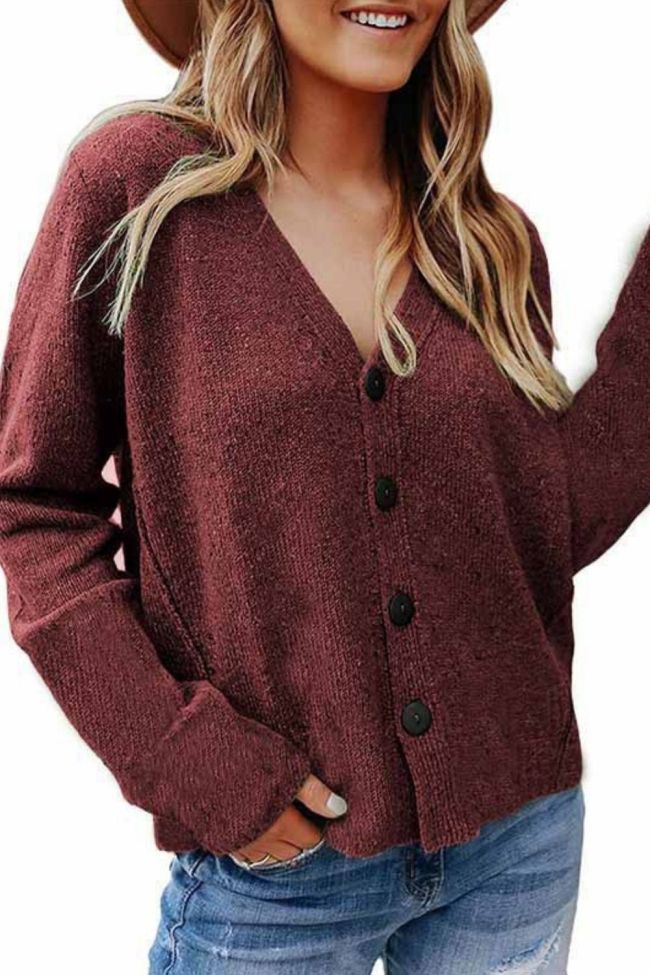 Women's V-neck Single-breasted Loose Cardigan
