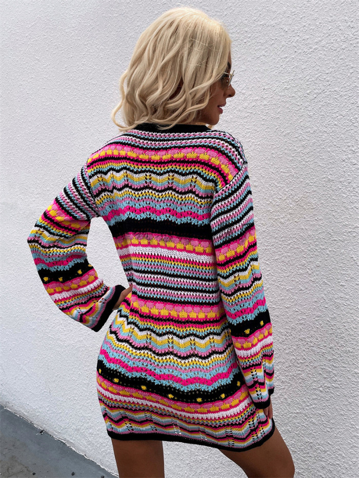 Elegant Multi Color Crochet Knitted Hollow Out Knitwear