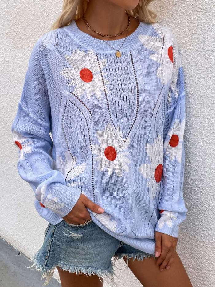 Elegant Flowers Hollow Out Sweaters