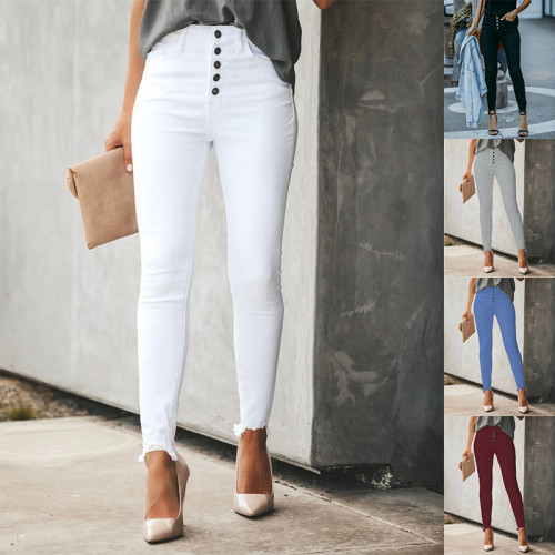 European and American Fashion Women's Stretch Denim Slim Fit Pants Casual High Waist Fashion Pants Skinny Jeans Woman jeans