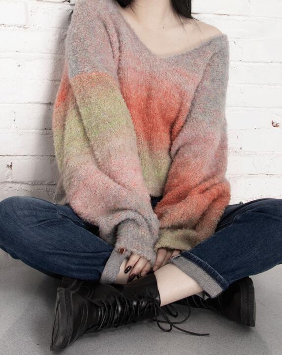 Loose Causal V-Neck Sweater for Woman