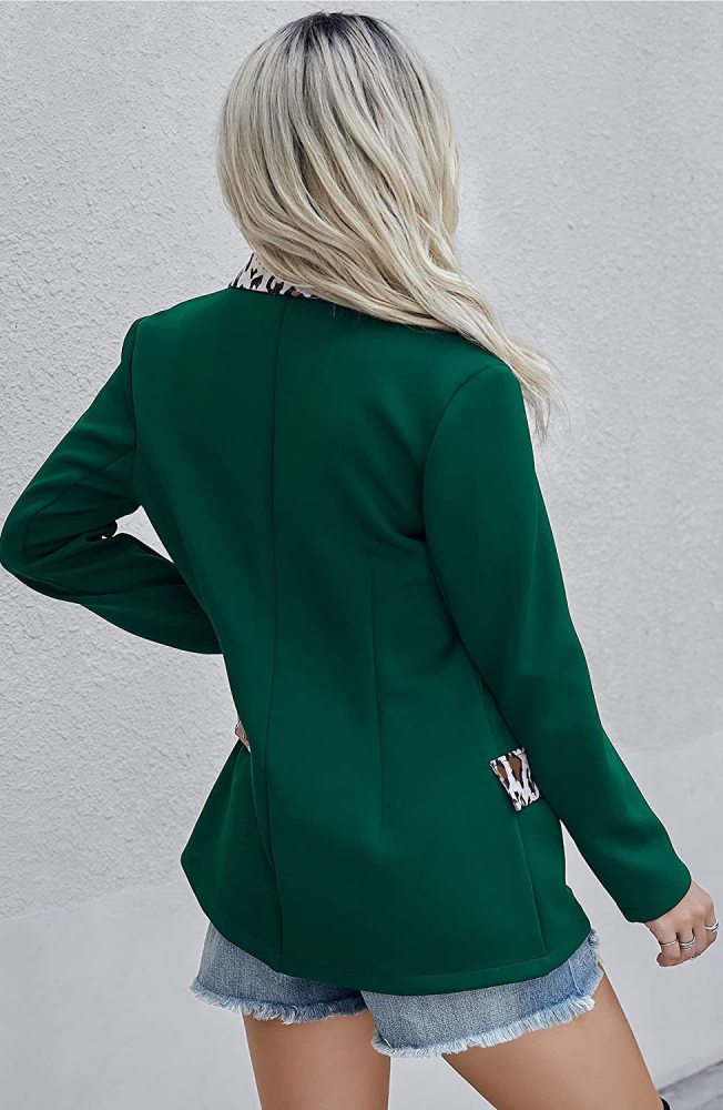 Women Sexy Long Sleeve Leopard Blazer Jacket 2021 Autumn Elegant Notched Tops Office Lady Slim Cardigan Suits Outerwear
