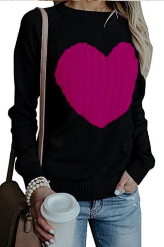 Knitted Sweater Sweet Love Heart Pattern Women Sweaters 2021 Autumn Winter Long Sleeve Casual Loose Plus Size Female Pullover