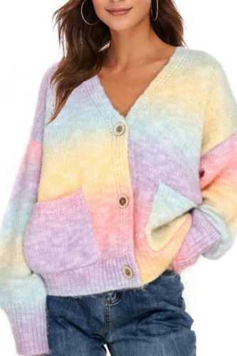 Fashion Colorful Winter Sweaters Casual Autumn Pullover O Neck Long Sleeve Jumper Knitwear Rainbow Striped Ladies Sweater