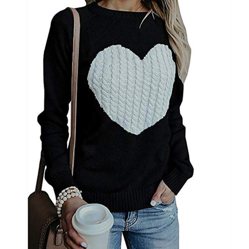 Knitted Sweater Sweet Love Heart Pattern Women Sweaters 2021 Autumn Winter Long Sleeve Casual Loose Plus Size Female Pullover