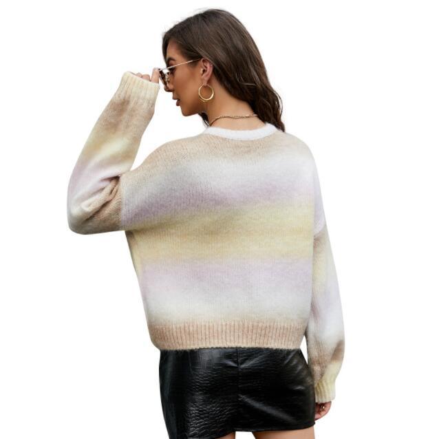 Knitwear Sweater Women 2021 New Spring Autumn Knitted Shirt Long Sleeve Loose Color Pullover Casual O-Neck Clothes Female Tops