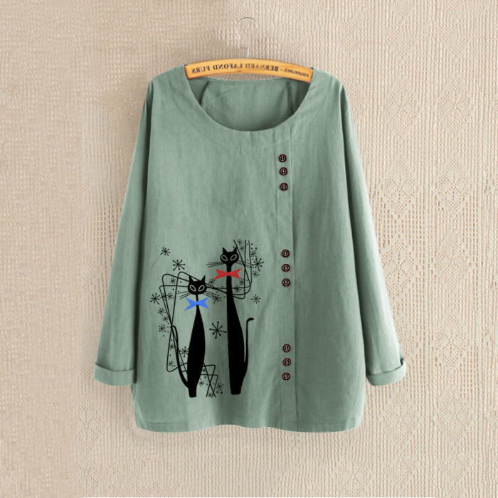 2021 Autumn Shirt Women Casual Loose Long Sleeve Cotton Linen Pullover Top 9 Colors Plus Size Womens Tops And Blouses