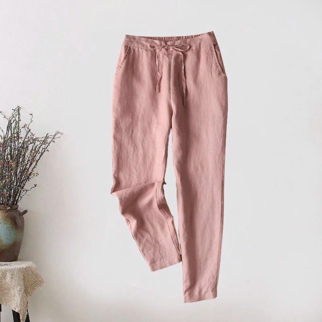 Female Plus Size Casual Cotton Line Pant