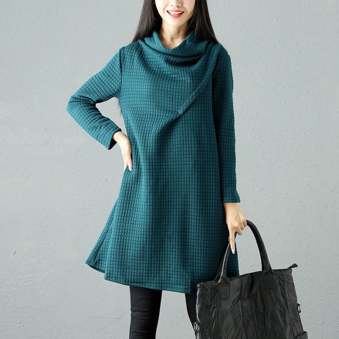 Spring Plus Size Women Knitting Stretch Sweater Dress Female Dresses Vestido Clothing Robes Turtleneck Slim Dress IBD001