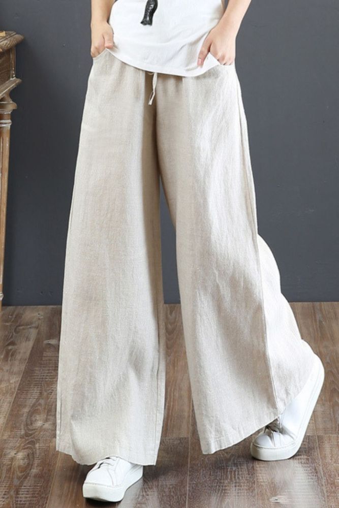 Women's High Waist Solid Drawstring Loose Casual Thin Pants