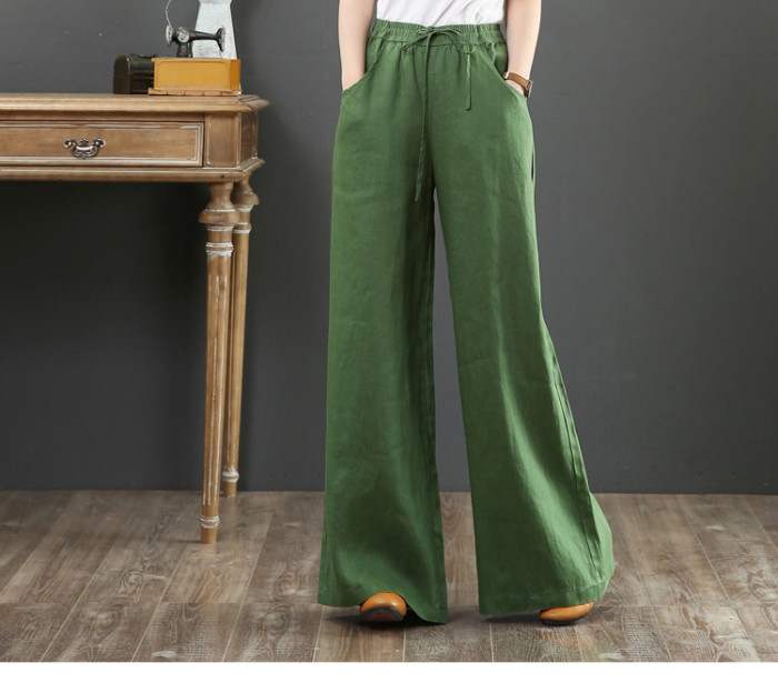 Wide Leg Thin Women's Pants High Waist Solid Drawstring Loose Casual Thin Pants For Women 2021 Summer Autumn Fashion Trousers