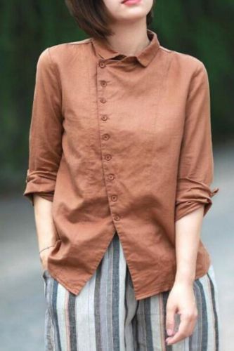 Woman Long sleeve Elegant Plaid Button Up Blouses&Shirts
