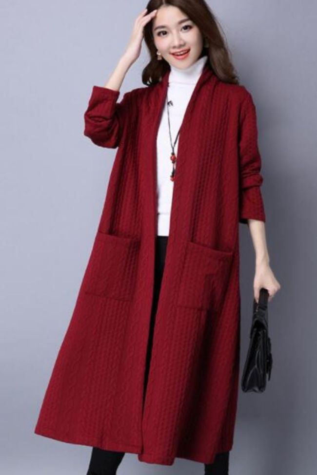 2021  Autumn winter Plus size knit Sweater Cardigan Women Loose jacket Mid-length Thick Literary Vintage Long sleeve Windbreaker