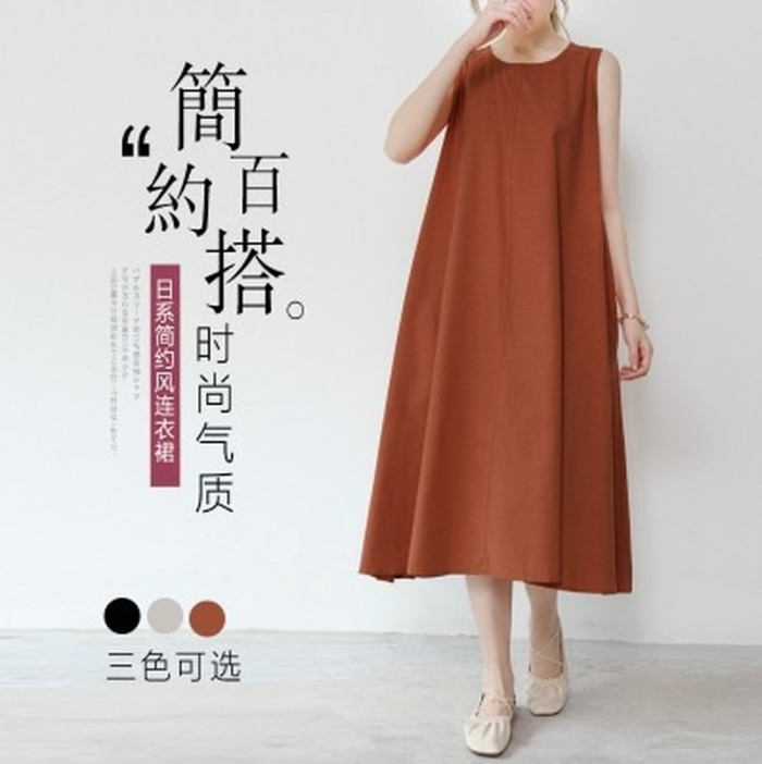 2021 Summer New Loose Linen Dress Women Sleeveless A-line Long Dresses Woman Vintage Oversize Midi Robe Vestidos Korean Dress