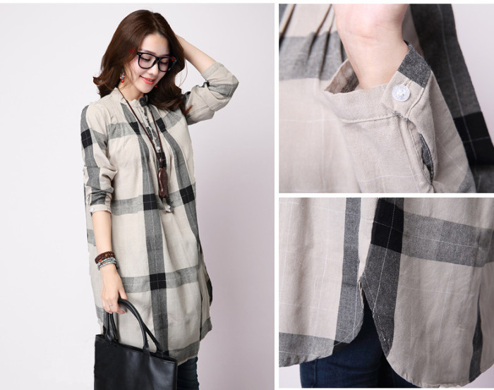 2021 Maternity Long Sleeve Cotton Linen Plaid Shirts Pregnant Women Spring Clothes Casual Pregnancy Blouses Tops