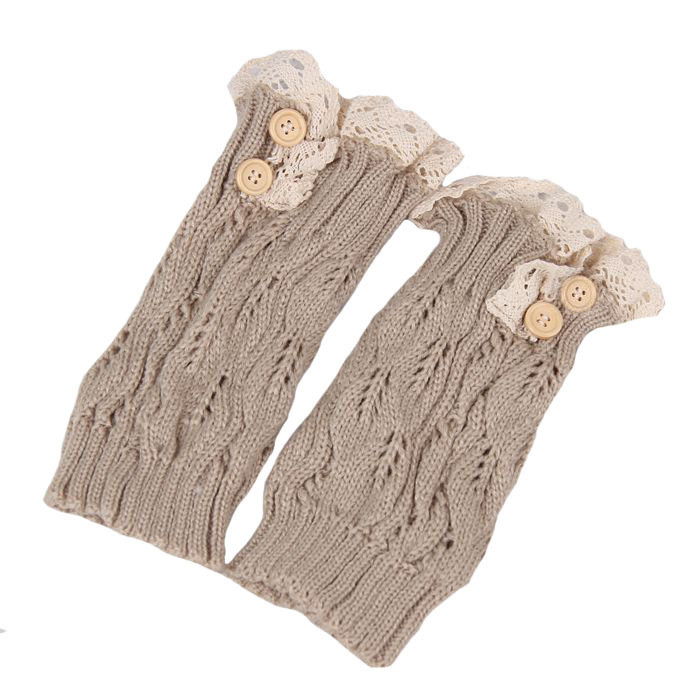 Lace Button Knit Leg Warmers Boot Cuffs Toppers Boot Socks